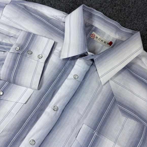 Roper Western Shirt Striped Cowboy Rodeo Pearl Snap Long Sleeve 2XL‎ - Picture 1 of 6